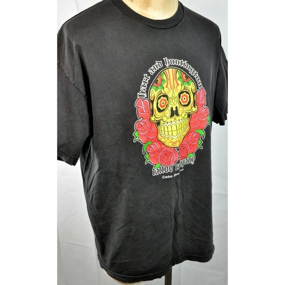Hart + Huntington Tattoo Co Cabo San Lucas T-Shirt XL Mens 2007 Skull Mexico - Picture 3 of 4